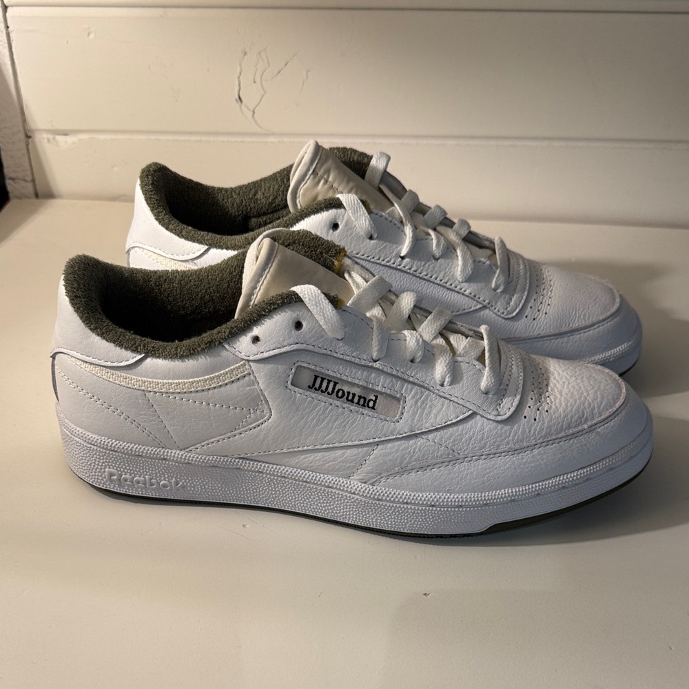REEBOK CLUB C JJJJound Olive and White Leather Sneakers